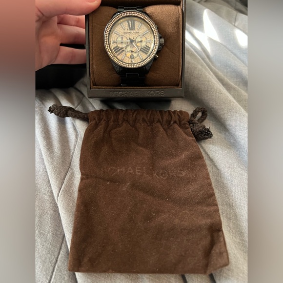 Micheal Kors Wren Chronograph Crystal Pave Dial Black Ion-plated watch - Picture 3 of 5